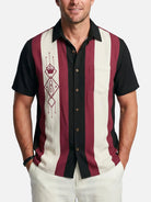 Men's Kingpin Stripe Bowling Short Sleeve Shirt Eleven Oasis