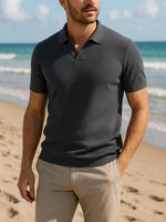 Men's Textured Knit Polo Short Sleeve Shirt Eleven Oasis