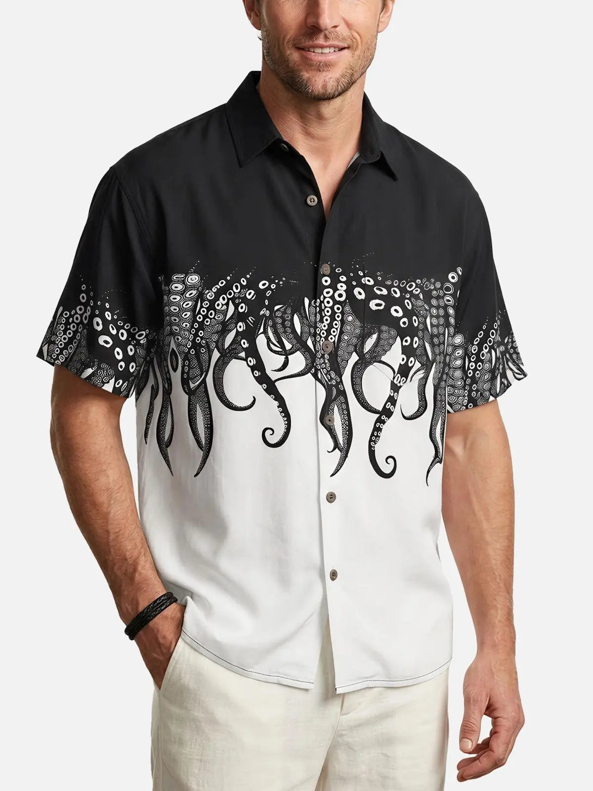 Men's Cthulhu Octopus Pattern Short Sleeve Shirt ElevenOasis