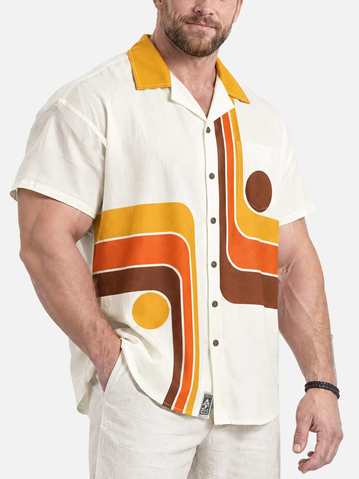 Men's Groovy Geometric Short Sleeve Shirt 