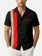 Men's Retro Accent Stripe Panel Short Sleeve Shirt Eleven Oasis