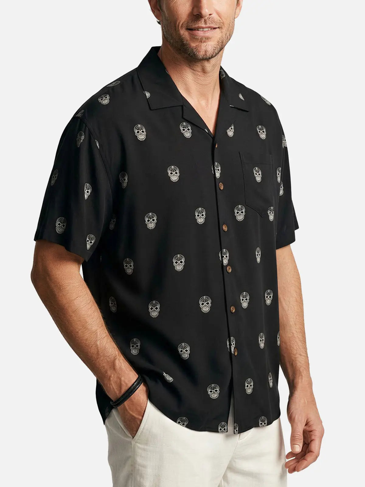Men's Mini Skull Print Short Sleeve Shirt | Eleven Oasis