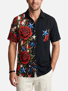 Men's Patriotic Rose Fireworks Short Sleeve Shirt Eleven Oasis