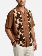 Men's Cowhide Panel Bowling Short Sleeve Shirt ElevenOasis