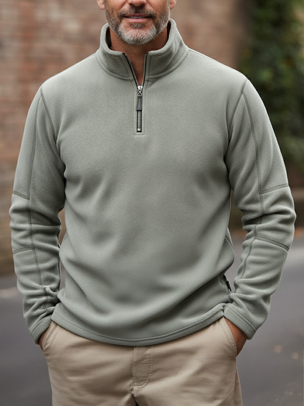 Men's Quarter-Zip Fleece Pullover Sweatshirt ElevenOasis