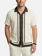 Men's Framed Panel Contrast Collar Short Sleeve Shirt Eleven Oasis
