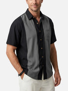 Men's Basic 50s Style Bowling Short Sleeve Shirt ElevenOasis