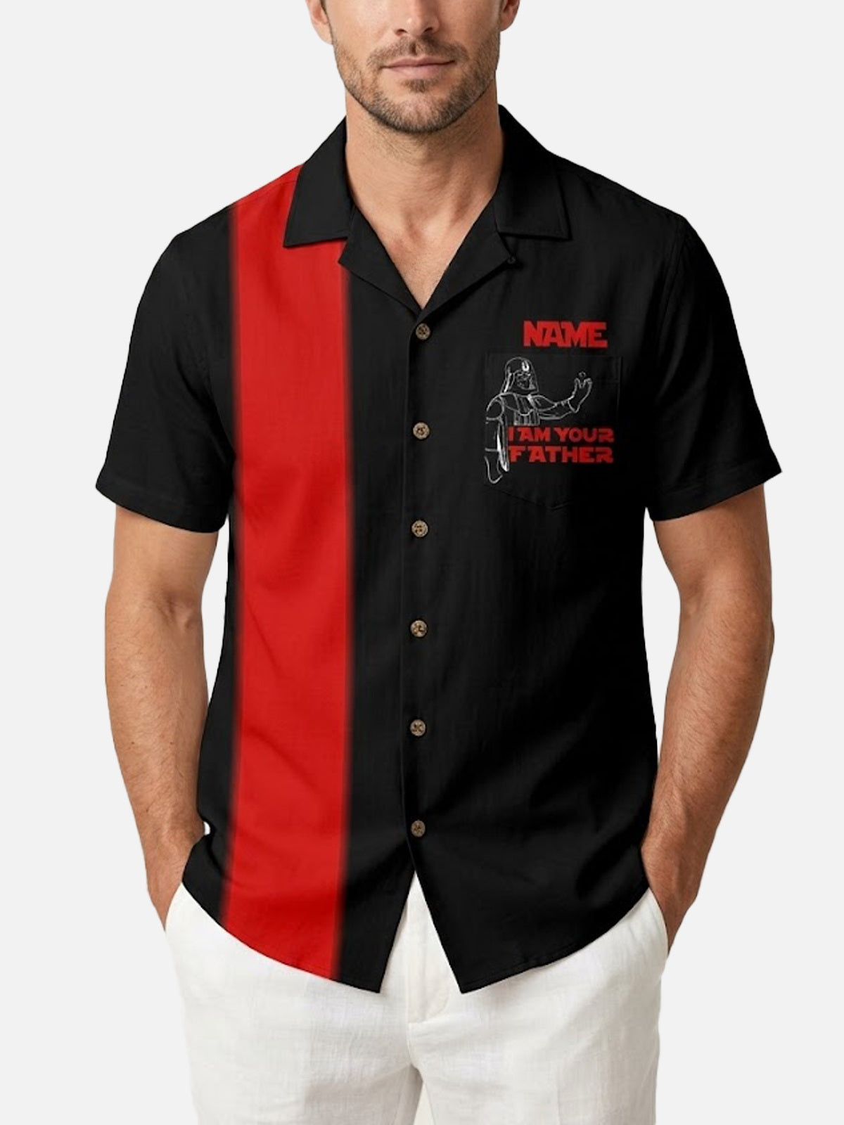 Men's Custom Name "I Am Your Father" Lightsaber Short Sleeve Shirt Eleven Oasis