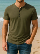 Men's Classic Cotton Henley T-Shirt ElevenOasis