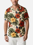 Men's Patriotic Tropical Hibiscus Short Sleeve Shirt Eleven Oasis