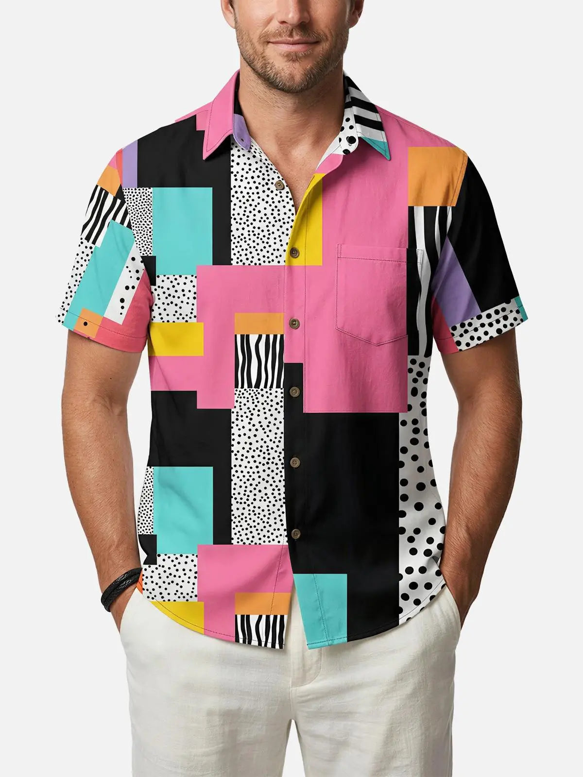 Men's Retro Pop Art Short Sleeve Shirt Eleven Oasis