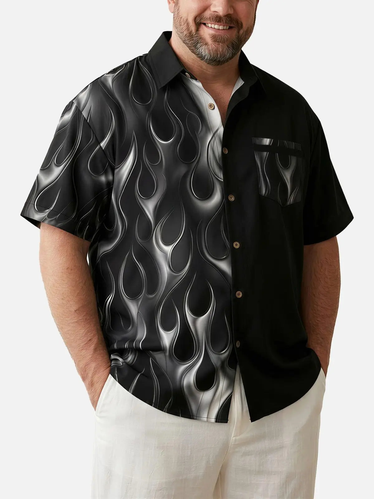 Tall Men's Midnight Flames Short Sleeve Shirt | Eleven Oasis