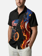 Men's Flaming Skeleton Biker Short Sleeve Shirt Eleven Oasis