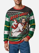 Jesus Saves Soccer Ugly Christmas Sweater ElevenOasis