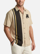 Men's Black Cat in Pocket Graphic Short Sleeve Shirt ElevenOasis