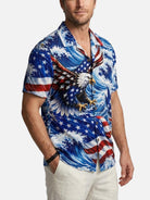 Men's Patriotic Eagle Wave Short Sleeve Shirt Eleven Oasis