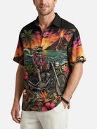 Men's Tropical Skull Biker Short Sleeve Shirt Eleven Oasis
