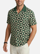 Men's Geometric Contrast Collar Short Sleeve Shirt Eleven Oasis