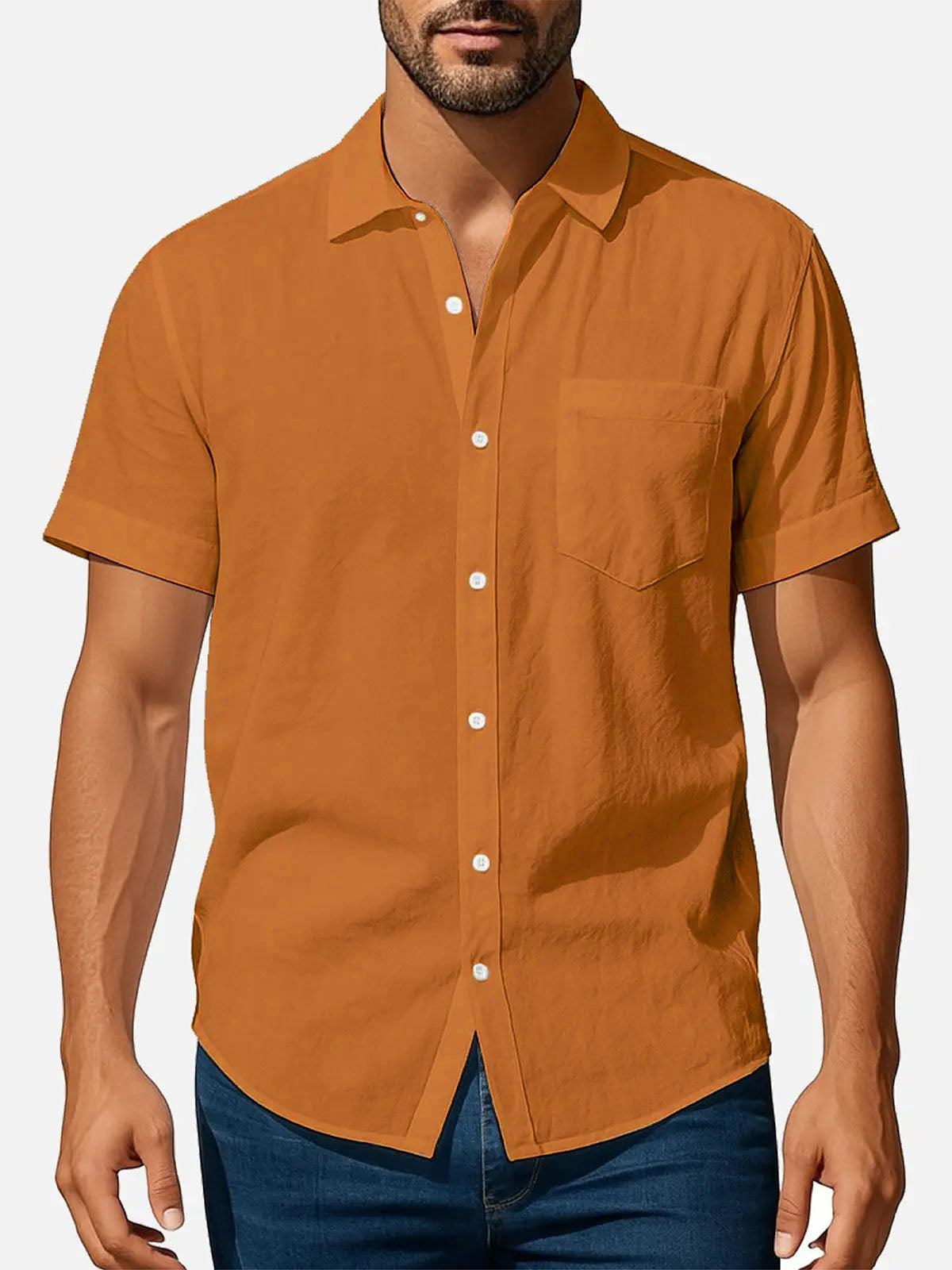 Men's Classic Linen Blend Short Sleeve Shirt ElevenOasis