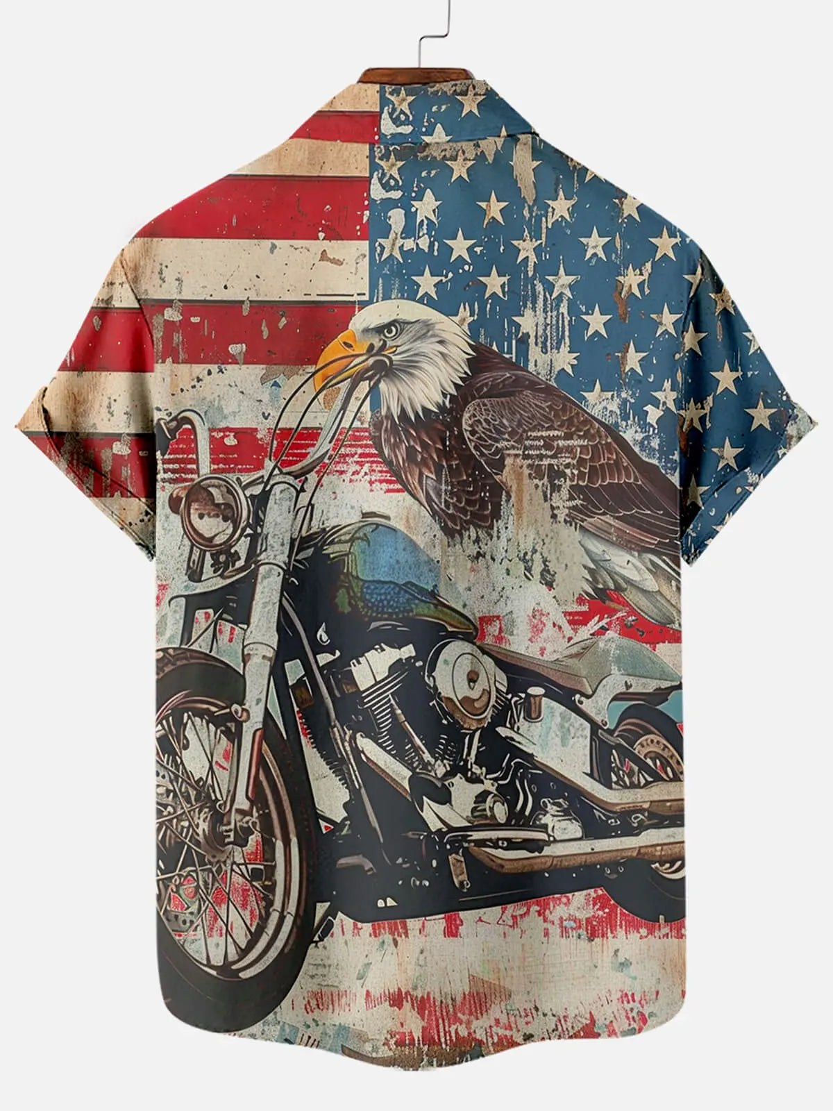 Men's American Flag Motorcycle Print Short Sleeve ShirtMens short sleeve shirts Big and tall Mens shirts Short sleeve shirts for men Mens 4xl shirts Casual short sleeve shirts