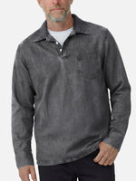 Men's Washed Long Sleeve Henley Shirt ElevenOasis
