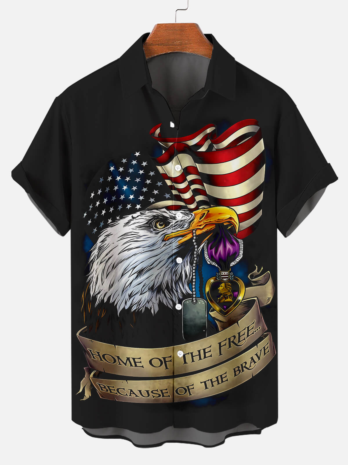 Tall Mens Independence Day Print Casual Breathable Short Sleeve Shirt American Flag Novelty ElevenOasis