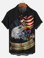 Tall Men's American Flag Patriotic Short Sleeve Shirt ElevenOasis
