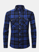 Men's Plaid Button-Down Long Sleeve Shirt Eleven Oasis
