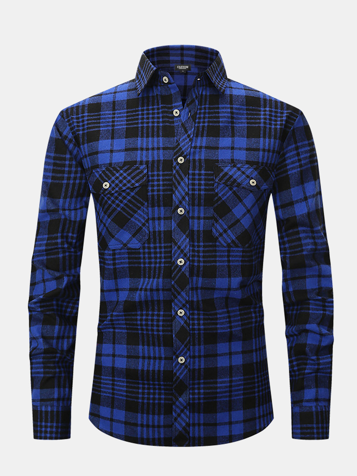 Men's Plaid Button-Down Long Sleeve Shirt Eleven Oasis