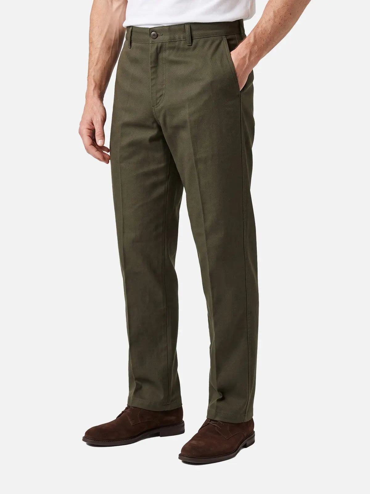 Men's Pleated Straight-Leg Cotton Chino Pants ElevenOasis
