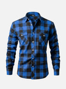 Men's Brushed Buffalo Check Double Pocket Long Sleeve Flannel Shirt Eleven Oasis