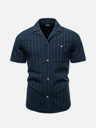 Men's Classic Pinstripe Slim Fit Short Sleeve Shirt Eleven Oasis