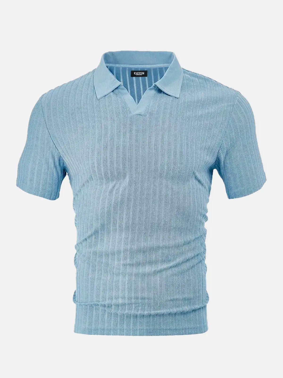 Men's Slim Fit Textured Open Collar Polo Shirt Eleven Oasis