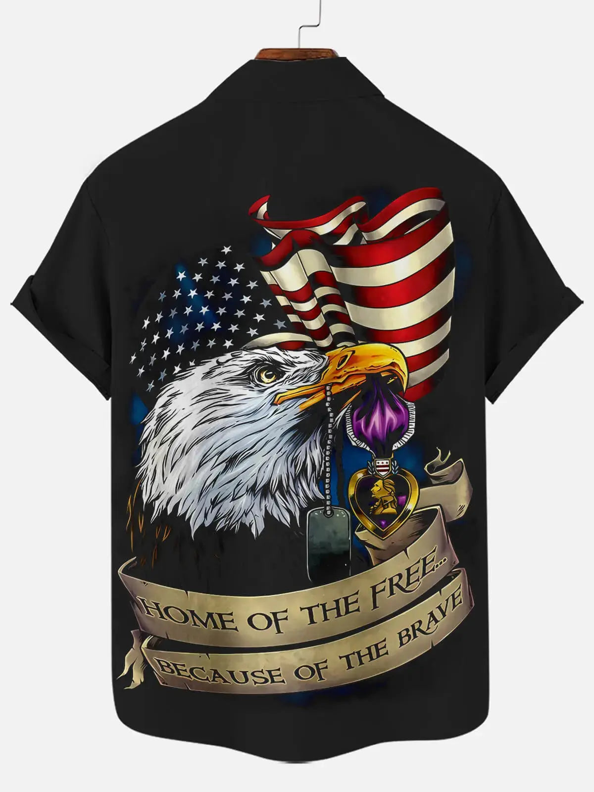 Tall Men's American Flag Patriotic Short Sleeve Shirt ElevenOasis