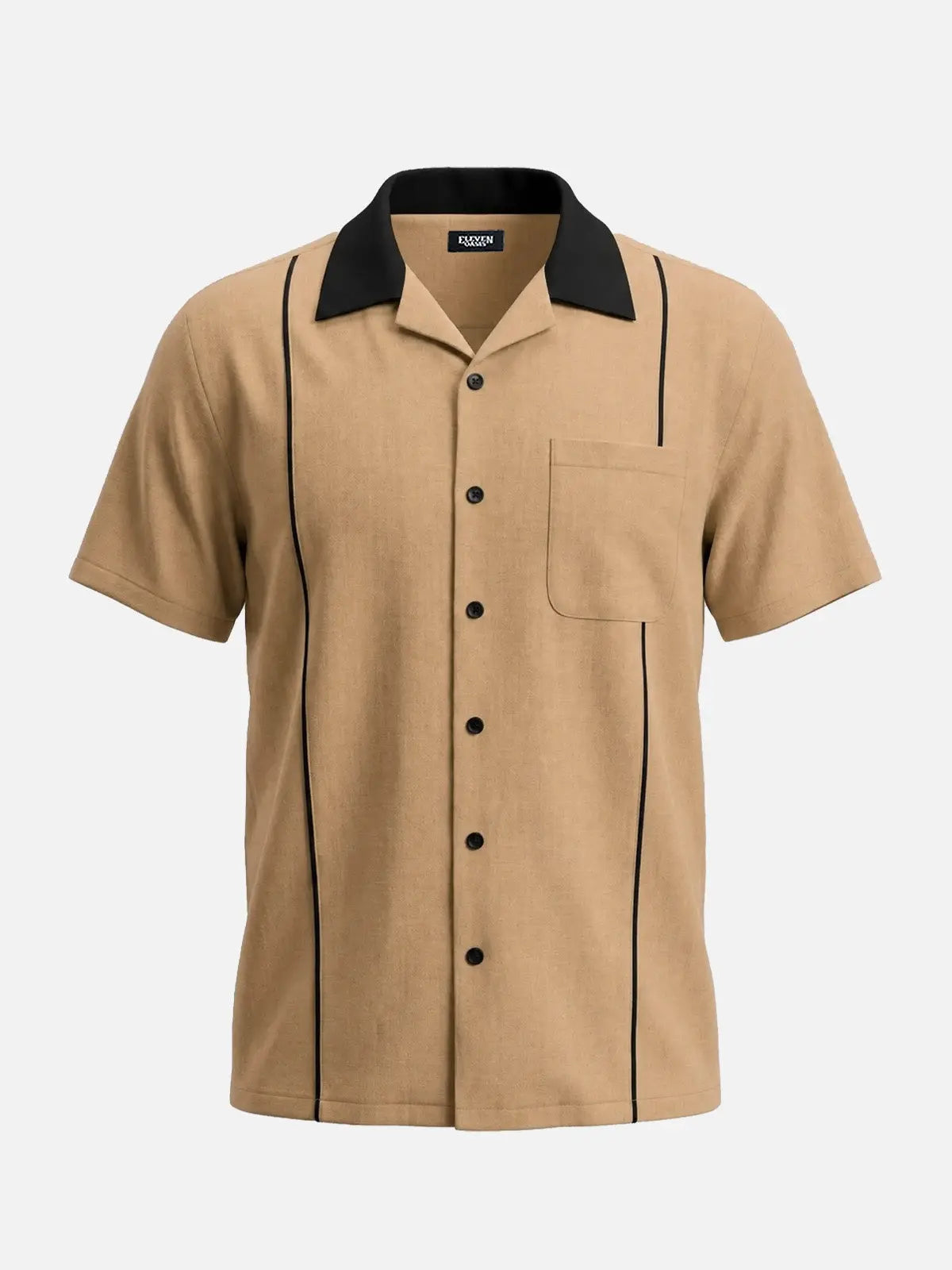 Men's Retro Piped Bowling Short Sleeve Shirt Eleven Oasis