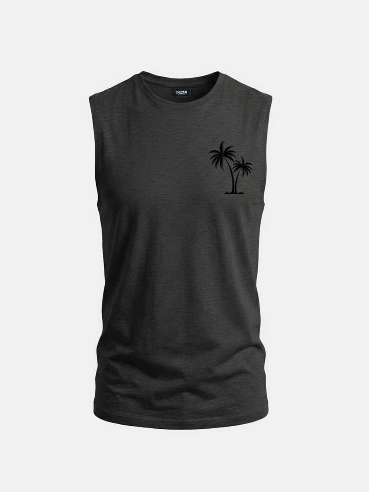 Men's Palm Graphic Crew Neck Tank Top Eleven Oasis