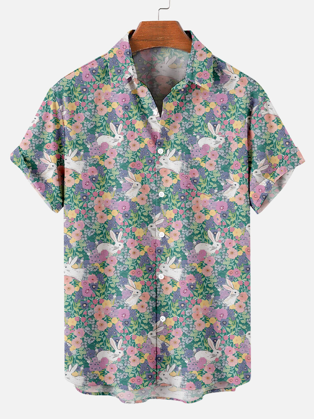 Men's Easter Egg Bunny Pattern Short Sleeve Shirt Summer Everest
