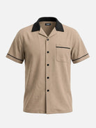 Men's Retro Piped Camp Collar Short Sleeve Shirt Eleven Oasis