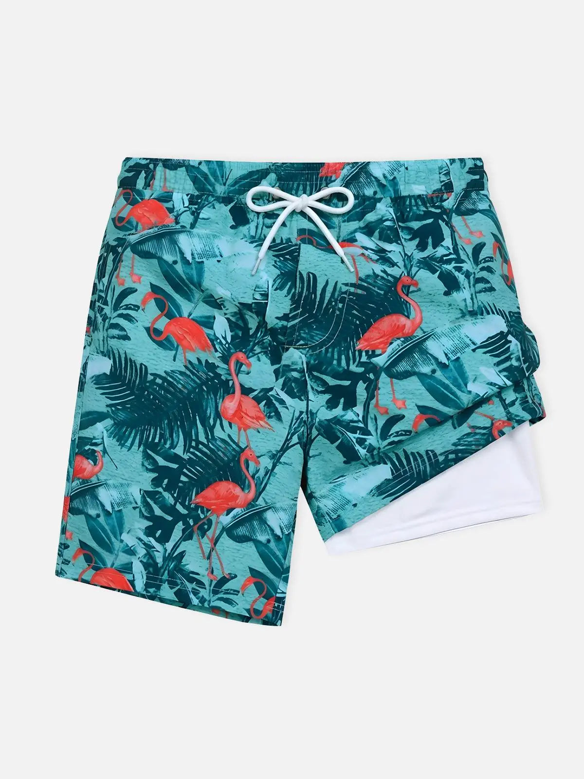 Men's Slim Fit Tropical Print Swim Trunks Eleven Oasis