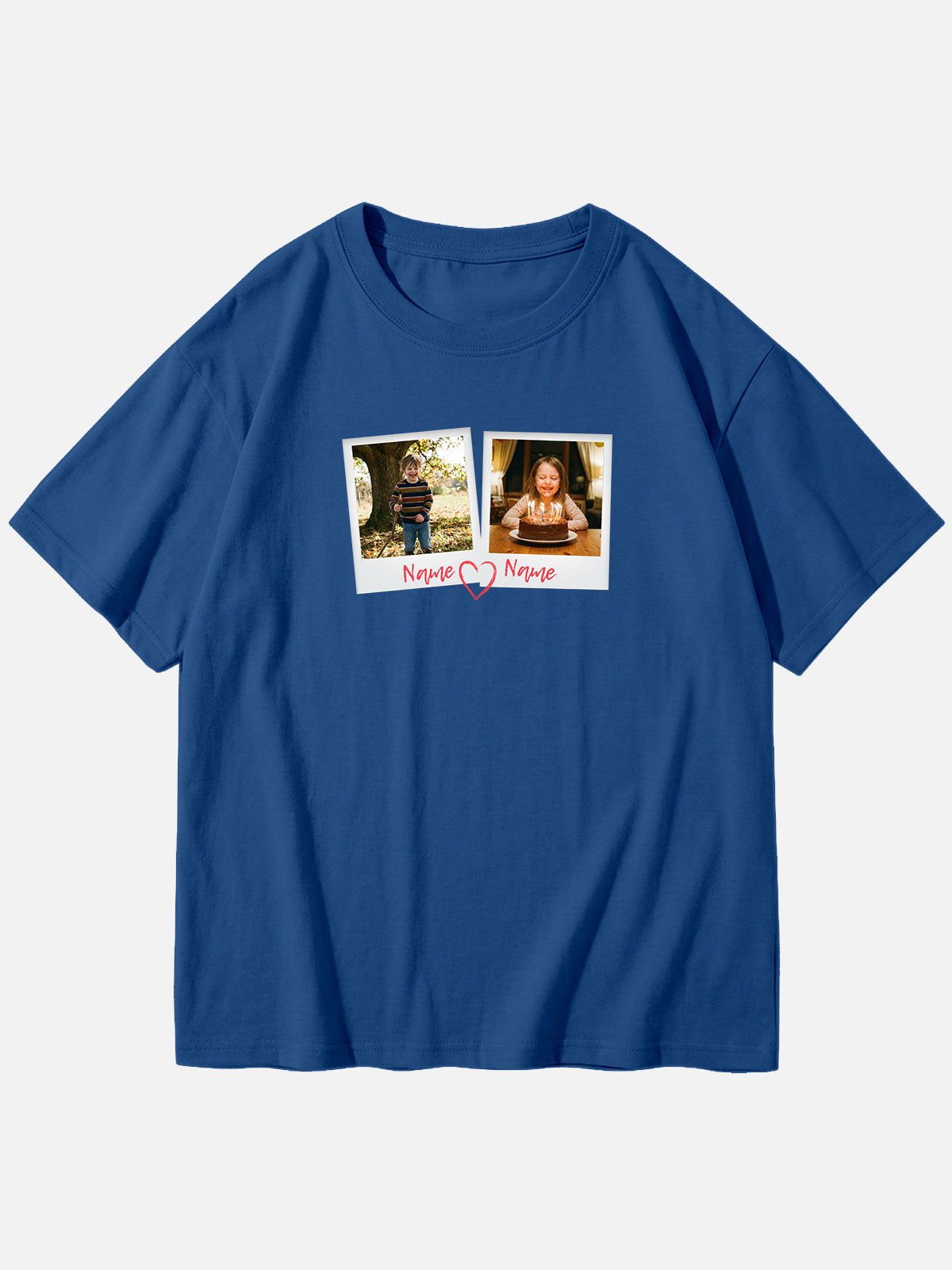 Custom Photos & Names Cotton Short Sleeve T-Shirt Eleven Oasis
