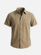 Men's Classic Solid Button Down Short Sleeve Shirt Eleven Oasis
