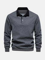 Men's Polo Collar Long Sleeve Sweatshirt Eleven Oasis