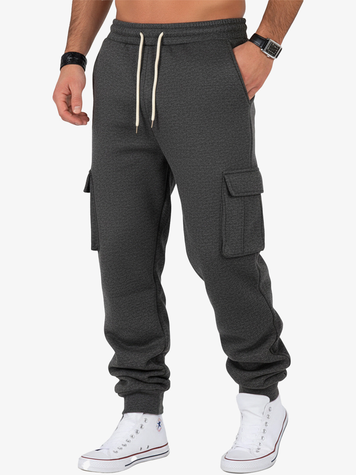 Men's Cargo Pocket Drawstring Jogger Pants ElevenOasis