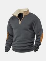 Men's Sherpa Collar Quarter-Zip Fleece Pullover Sweater Eleven Oasis