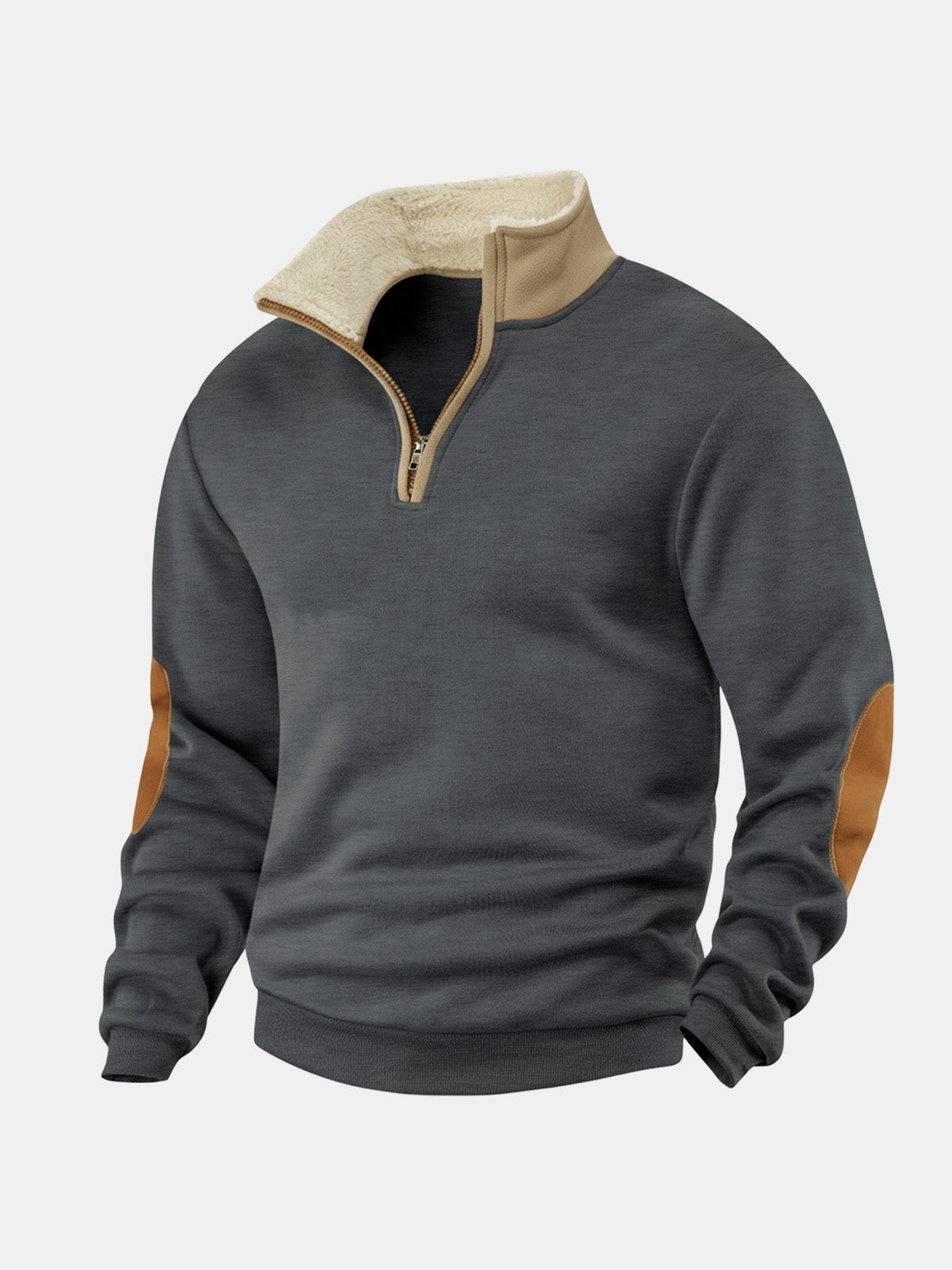 Men's Sherpa Collar Quarter-Zip Fleece Pullover Sweater Eleven Oasis