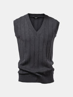 Men's Cable Knit V-Neck Sweater Vest Eleven Oasis