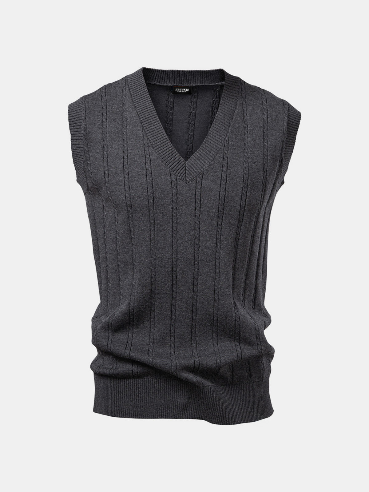 Men's Cable Knit V-Neck Sweater Vest Eleven Oasis
