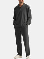 Men's Solid Polo Long Sleeve Lounge Set Eleven Oasis