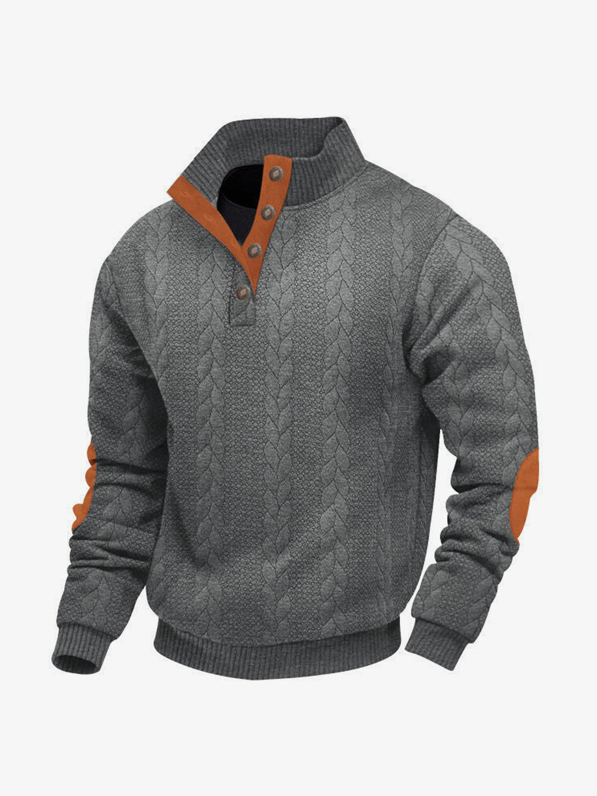 Men's Braided Cable Knit Quarter Button Sweater Eleven Oasis