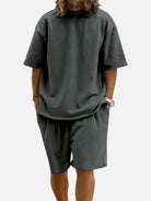 Men's Casual Two-Piece Short Sleeve Shirt and Shorts Set Eleven Oasis